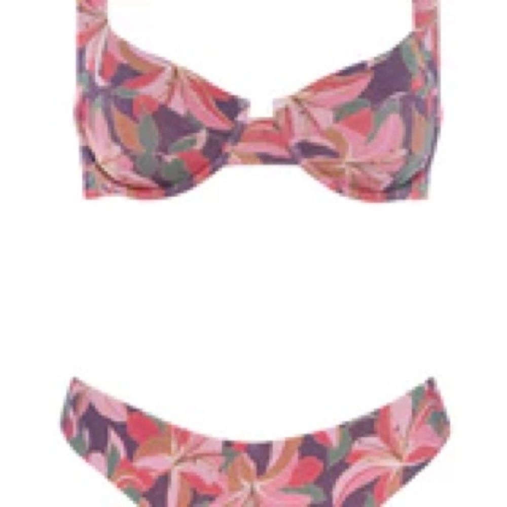 Floral Underwire Bikini Set in Pink and Purple